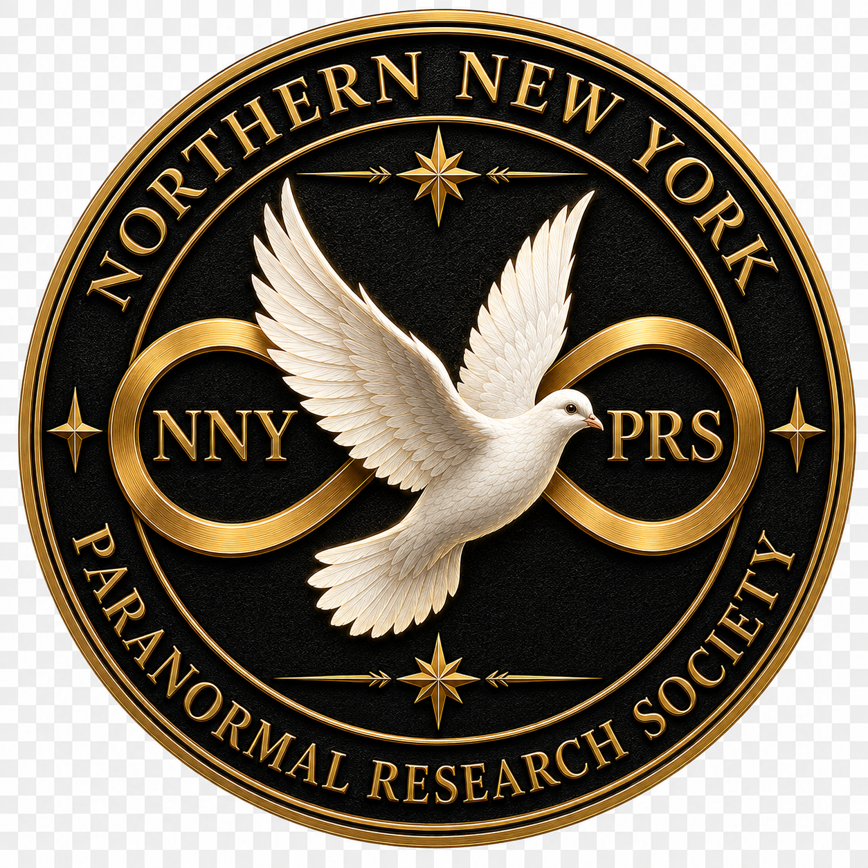 Northern New York Paranormal Research Society gold dove-and-infinity seal